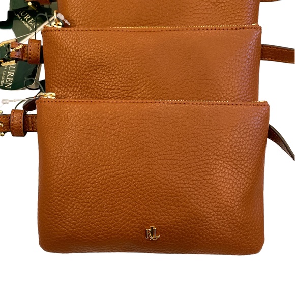 LAUREN RALPH LAUREN Logo Pebbled Faux Leather Belt Bag - Brown / Gold NWT - Picture 4 of 4